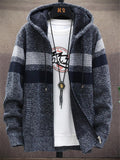 Extra Cozy Full Zipper Pocket Striped Knitted Hooded Coat Shopvhs.com