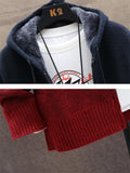 Extra Cozy Full Zipper Pocket Striped Knitted Hooded Coat Shopvhs.com