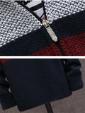 Extra Cozy Full Zipper Pocket Striped Knitted Hooded Coat Shopvhs.com