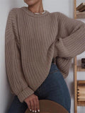Extra Cozy Round Neck Solid Color Long Sleeve Pullover Sweater Shopvhs.com