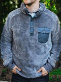 Extra Cozy Solid Color Chest Flap Pocket Fur Sweater Shopvhs.com