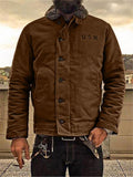 Extra Warm Button Closure Side Welt Pocket Padded Jacket Shopvhs.com