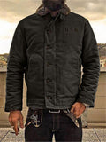 Extra Warm Button Closure Side Welt Pocket Padded Jacket Shopvhs.com