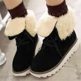 Extra Warm Lace Up Flat Heel Fur Lining Mid-Calf Snow Boots Shopvhs.com