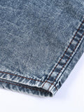 Faded Effect Classic Collar Chest Pocket Front Button Fastening Denim Shirt Shopvhs.com