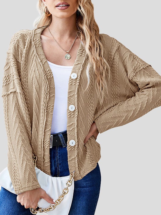 Fashion Button Long Sleeve Sweater Cardigan Shopvhs.com