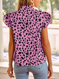 Fashion Leopard Print Ruffle Sleeve Top Shopvhs.com