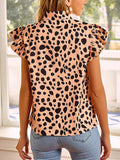 Fashion Leopard Print Ruffle Sleeve Top Shopvhs.com