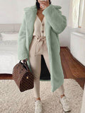 Fashion Loose Lapel Faux Fur Long Sleeve Long Coat Shopvhs.com