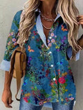 Fashion Multicolor Print Lapel Long Sleeve Blouse Shopvhs.com