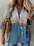 Fashion Multicolor Print Lapel Long Sleeve Blouse Shopvhs.com