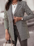 Fashion Plaid Print Button Long Sleeve Blazer Shopvhs.com