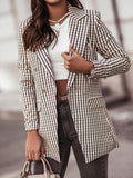 Fashion Plaid Print Button Long Sleeve Blazer Shopvhs.com