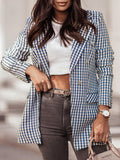 Fashion Plaid Print Button Long Sleeve Blazer Shopvhs.com