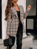 Fashion Plaid Print Button Long Sleeve Blazer Shopvhs.com