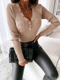 Fashion Pocket V-neck Long-sleeved Top Shopvhs.com