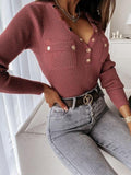 Fashion Pocket V-neck Long-sleeved Top Shopvhs.com