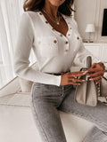 Fashion Pocket V-neck Long-sleeved Top Shopvhs.com