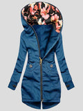 Fashion Pocket Zipper Print Hooded Coat Shopvhs.com