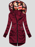 Fashion Pocket Zipper Print Hooded Coat Shopvhs.com