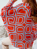 Fashion Print Bat Long Sleeve Blouse Shopvhs.com