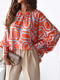 Fashion Print Bat Long Sleeve Blouse Shopvhs.com