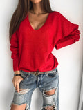 Fashion Simple V-Neck Long Sleeve T-Shirt Shopvhs.com