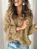 Fashion V-Neck Long Sleeve Pullover Sweater Shopvhs.com