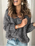 Fashion V-Neck Long Sleeve Pullover Sweater Shopvhs.com