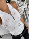 Fashion Zipper Heart Printed Tank Top Shopvhs.com