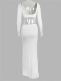 Fashionable Casual Sexy 2-Piece V-Neck Longsleeve Top + Long Skirt Shopvhs.com