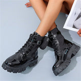 Fashionable Casual Solid Color Lace-Up Martin Boots With Small Pouches Shopvhs.com