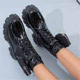 Fashionable Casual Solid Color Lace-Up Martin Boots With Small Pouches Shopvhs.com