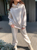 Fashionable Casual Two-Piece Set Solid Color Long-Sleeved Hooded Sweater + Comfy Pants Shopvhs.com