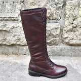 Fashionable High-Cut Lace-Up Side Zipper Chunky Mid Heel Boots Shopvhs.com