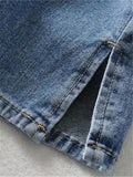 Fashionable High-Rise Zipper Button Pocket Slit Cuff Straight Denim Pants Shopvhs.com