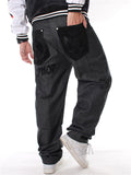 Fashionable Hip-Hop Style Embroidered Loose Straight-Leg Black Pants Shopvhs.com