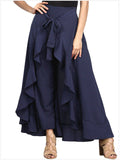 Fashionable Irregular Flounce High-Waist Lace-Up Trousers Shopvhs.com