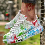 Fashionable Low-Cut Flat Heel Lace-Up Graffiti Pattern Sneakers Shopvhs.com