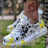 Fashionable Low-Cut Flat Heel Lace-Up Graffiti Pattern Sneakers Shopvhs.com