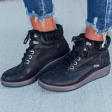 Fashionable Low-Cut Lace Up Wedge Heel Non-Slip Snow Boots Shopvhs.com