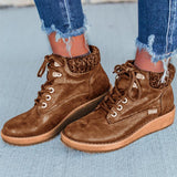 Fashionable Low-Cut Lace Up Wedge Heel Non-Slip Snow Boots Shopvhs.com