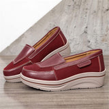 Fashionable Low-Cut Thick-Sole Wedge Heel Leather Non-Slip Loafers Shopvhs.com