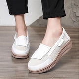 Fashionable Low-Cut Thick-Sole Wedge Heel Leather Non-Slip Loafers Shopvhs.com