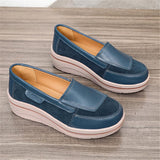 Fashionable Low-Cut Thick-Sole Wedge Heel Leather Non-Slip Loafers Shopvhs.com