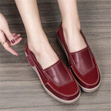 Fashionable Low-Cut Thick-Sole Wedge Heel Leather Non-Slip Loafers Shopvhs.com