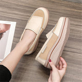 Fashionable Low-Cut Thick-Sole Wedge Heel Leather Non-Slip Loafers Shopvhs.com