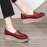 Fashionable Low-Cut Thick-Sole Wedge Heel Leather Non-Slip Loafers Shopvhs.com