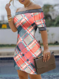 Fashionable Off Shoulder Floral Printed Short Sleeve Bodycon Mini Dress Shopvhs.com