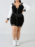Fashionable Sexy Long Sleeve Color Matching Stripe Neck Dress Shopvhs.com